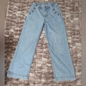 Onn 34th Women's Sailor High-Rise Wide-Leg Jeans - Size 6/28